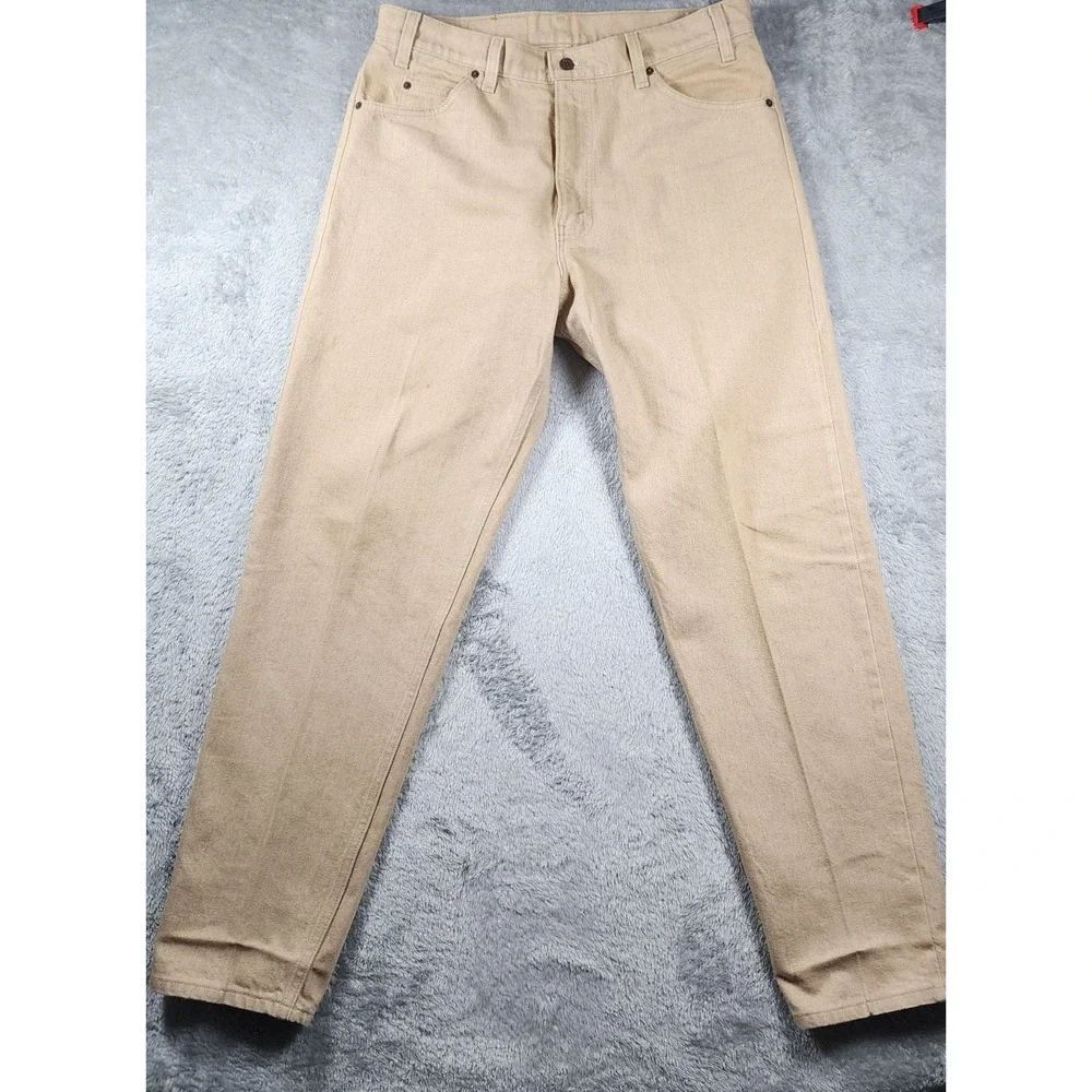 VINTAGE Levis 550 Jeans Men 36x32 (Fits 34x33) Beige Sandstone Orange Tab USA 90